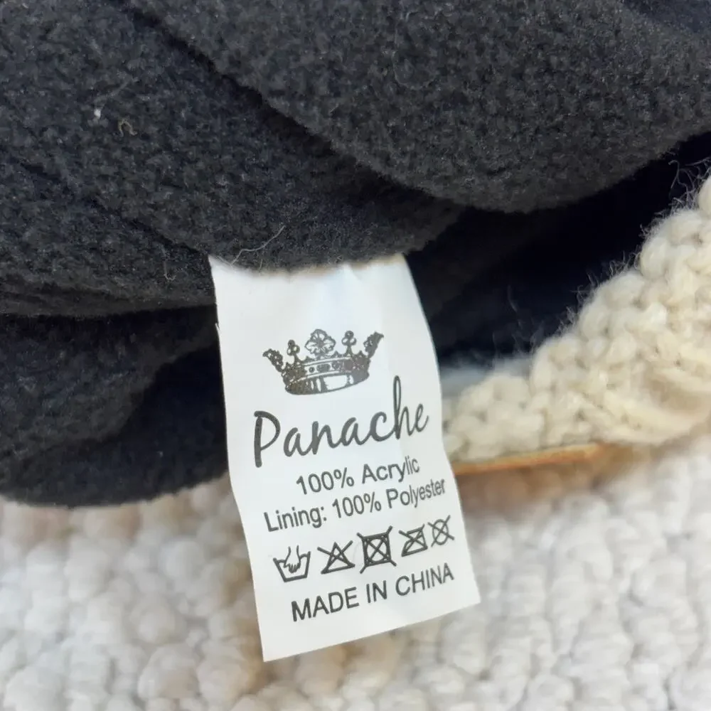 Pumpkin Rust Plaid Knit Faux Fur Pom Beanie Winter Hat Cuffed Panache Apparel OS